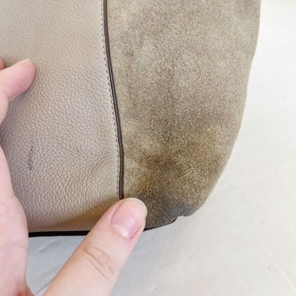 Coach Ava Tote in Taupe Leather and Suede Mixed Fabric Shoulder Bag Purse - Picture 6 of 12